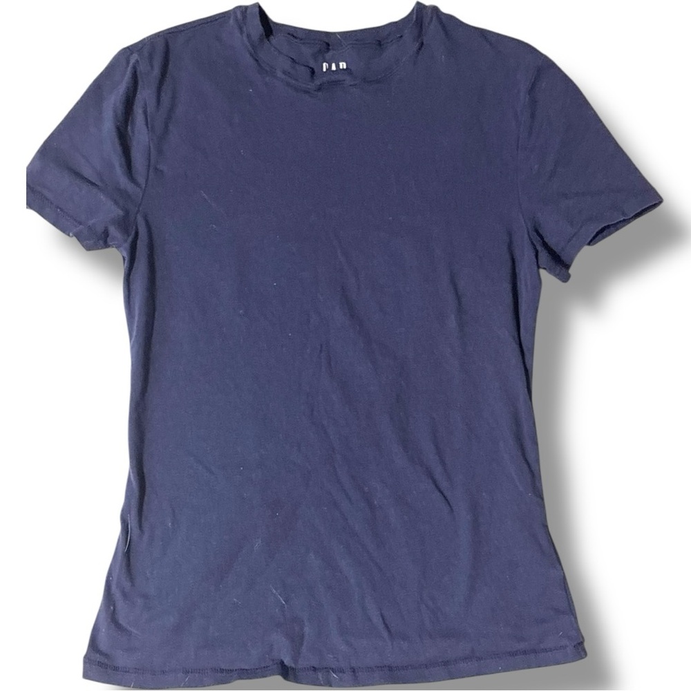 GAP Navy Short Sleeve Crewneck Fitted Cotton Classic Casual Women's Tee - Picture 7 of 16